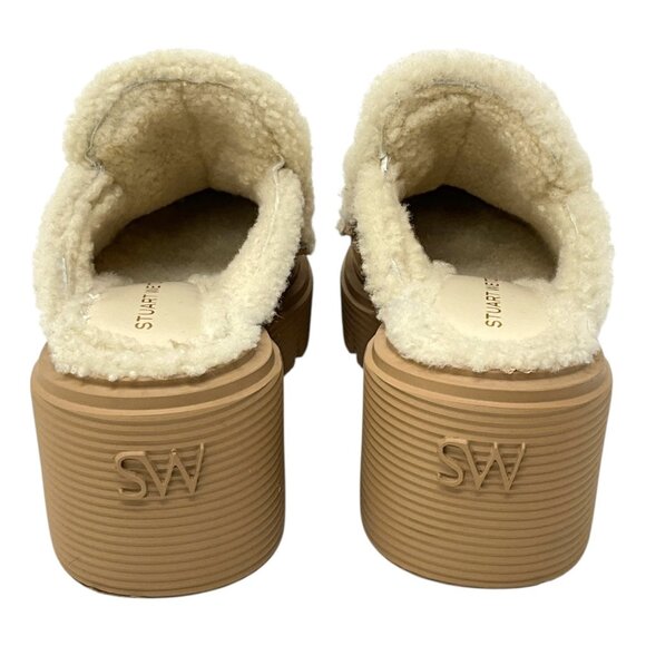 Stuart Weitzman Lennox Shearling Suede Mules New Camel US Size 6.5 B 30MM - Picture 5 of 11